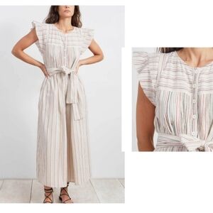 A Piece Apart Oaxaca Multicolor Stripe and Cream Jumpsuit Size 4 with flaws